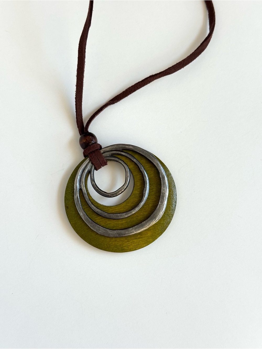 Boho Green Circle Pendant Necklace Y2K